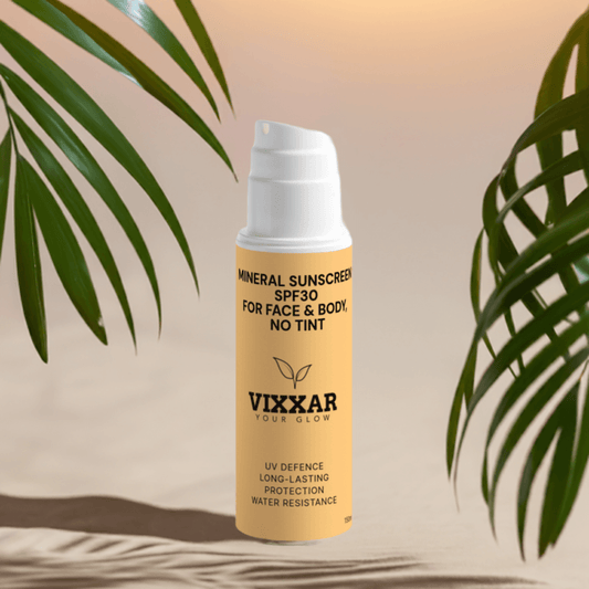 Mineral Sunscreen SPF30 for Face & Body, no tint 150ml - Vixxar Cosmetiques