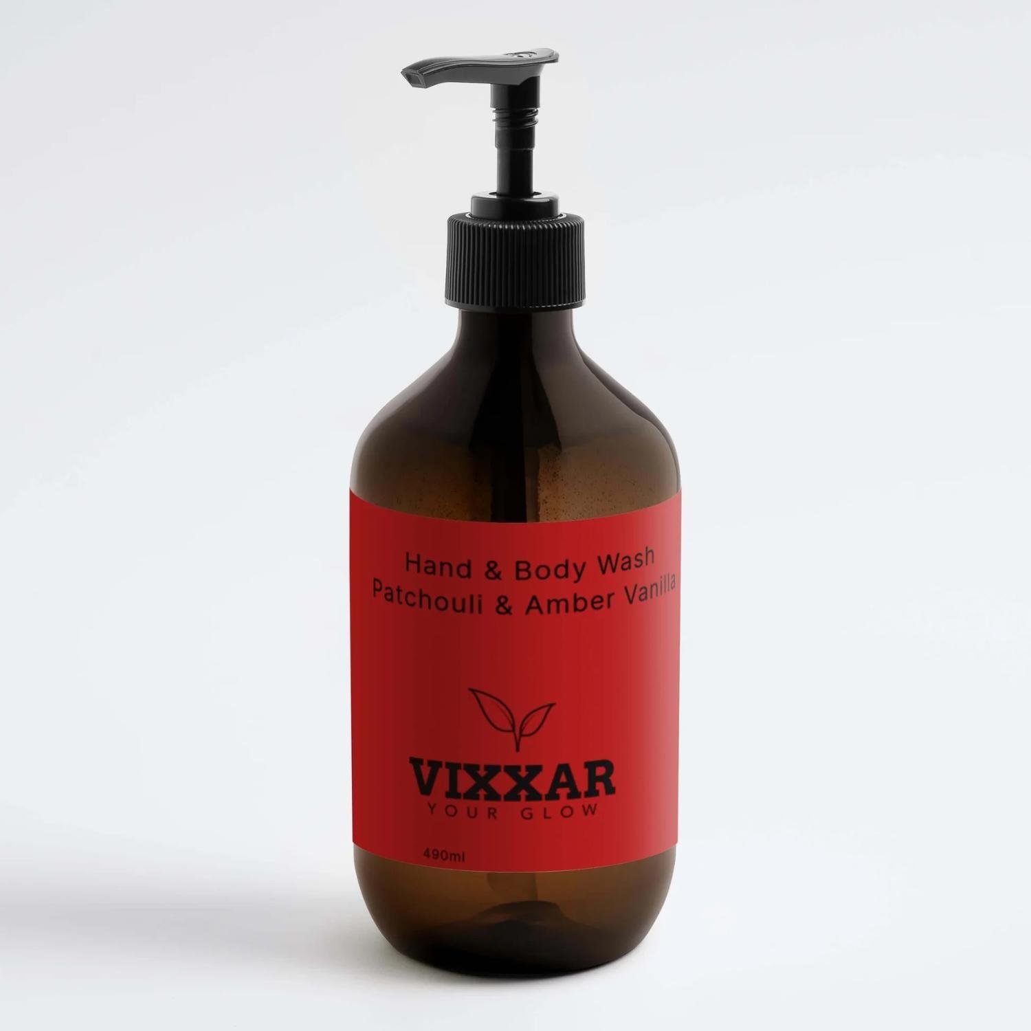 Patchouli & Amber Vanilla Hand & Body Wash – Luxe 490ml Cleanser - Vixxar Cosmetiques