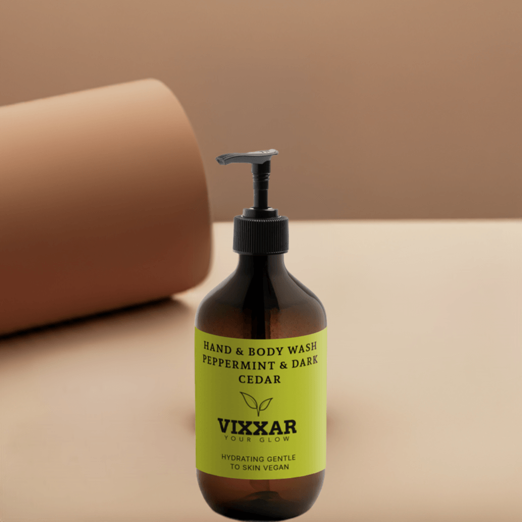 Hand & Body Wash – Peppermint & Dark Cedar 490ml | Refreshing Cleanser - Vixxar Cosmetiques