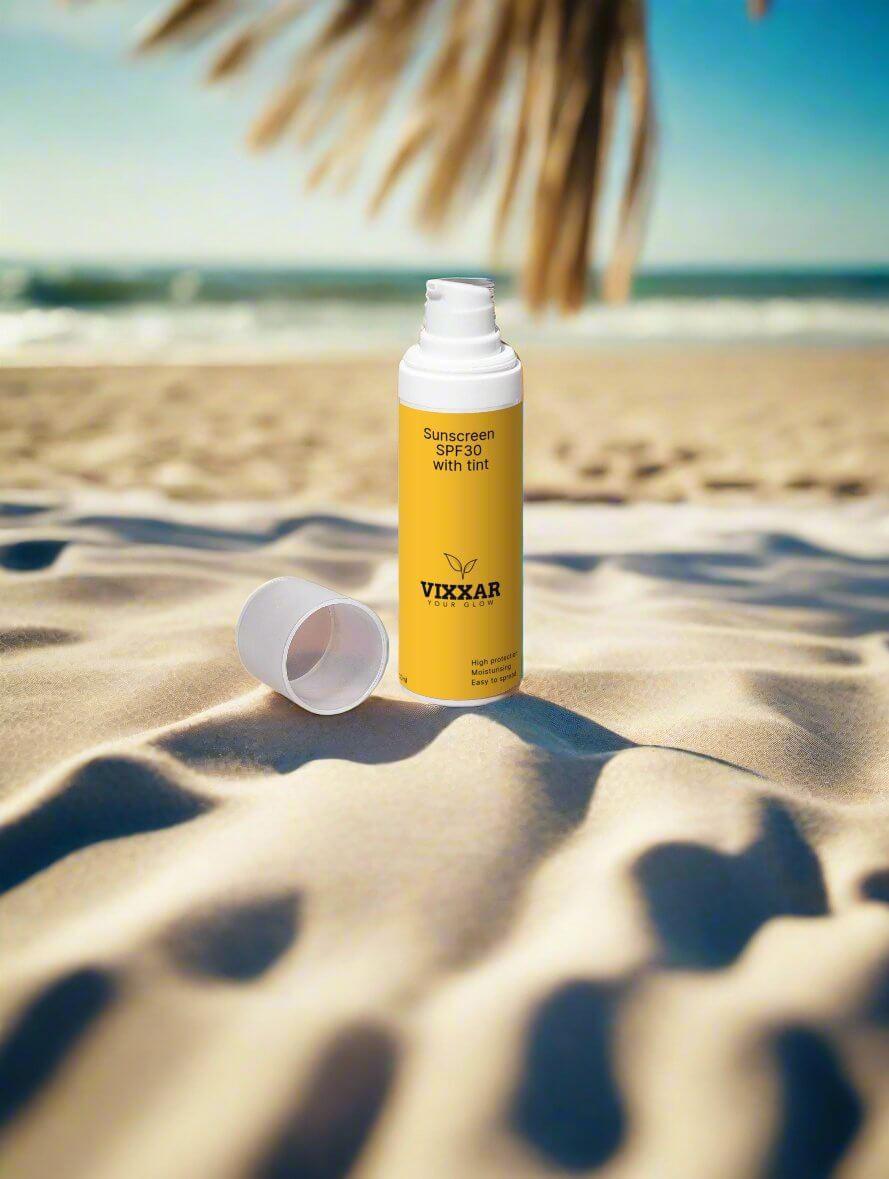 Sunscreen SPF30, with tint 30mlProduct Overview: Discover our Mineral-Based Tinted Sunscreen with SPF30, offering high protection and a flawless finish. This easy-to-apply sunscreen blends seamlessly with your skin tone, avoiding the common white cast ass